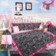 SoHo Pink with Black & White Zebra Chenille Crib Nursery Bedding 10 pcs Set