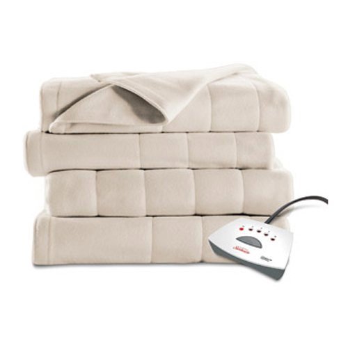 Sunbeam Heated Fleece Electric Blanket, Twin Size, 10 Hour Shut Off with a 6 Foot Cord, Off White