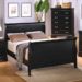 Coaster Full Size Sleigh Bed Louis Philippe Style in Black Finish