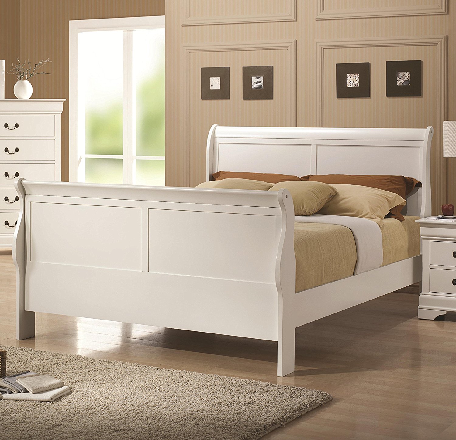 Coaster Louis Philippe Full Sleigh Bed in White