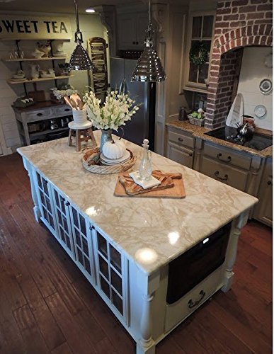 Counter Top White Marble Riviera Creme Look. 36" W x 144" L by EzFaux Décor