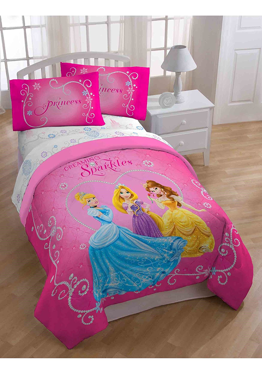 Disney Princess Tiara Twin Full Size Comforter Tangled Rapunzel Cinderella Belle
