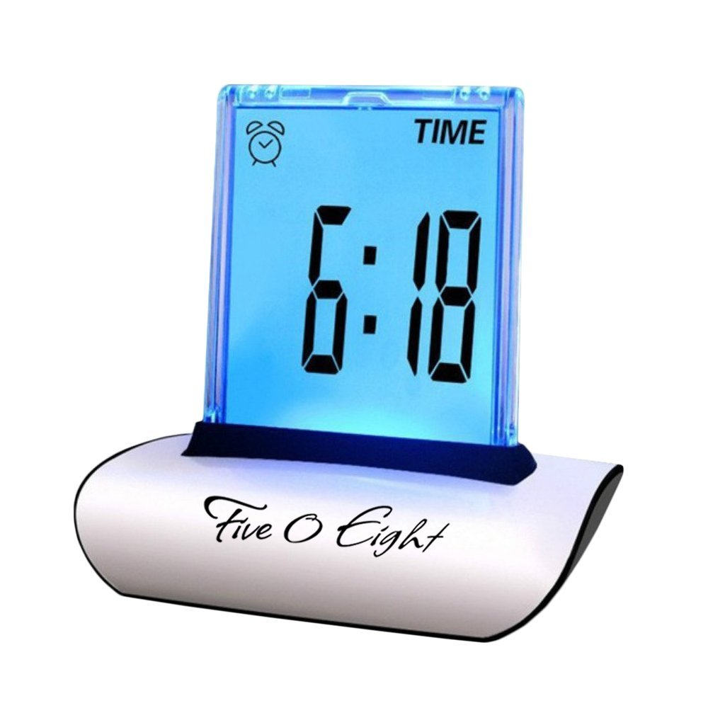 FIVE0EIGHT Digital Alarm Clock Small Table Desk Clock with 3.3'' LCD Display and 7 Color Changing for Kids, Bedroom, Travel