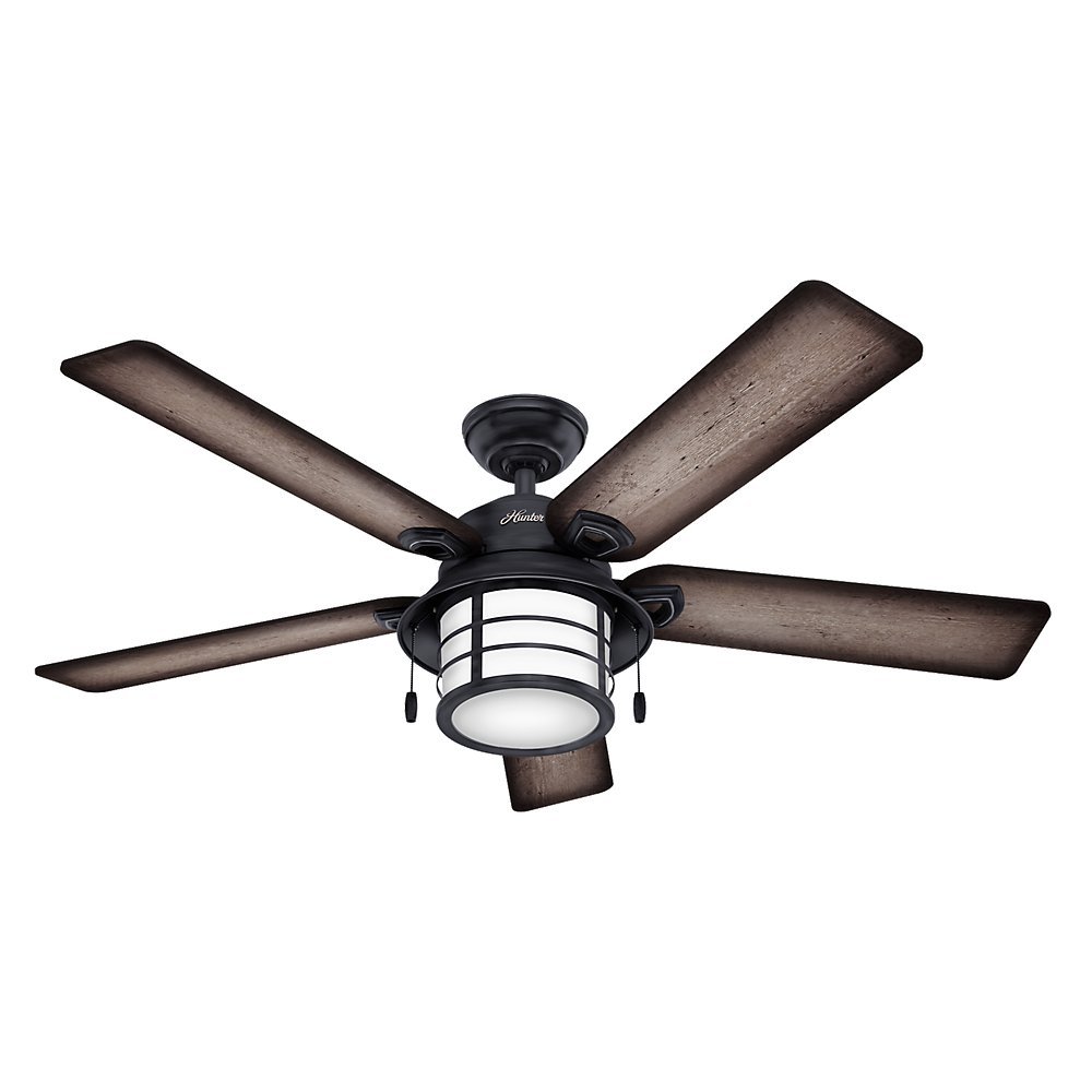 Hunter 59135 Key Biscayne 54" Weathered Zinc Ceiling Fan with Five Burnished Gray Pine/Gray Pine Reversible Blades