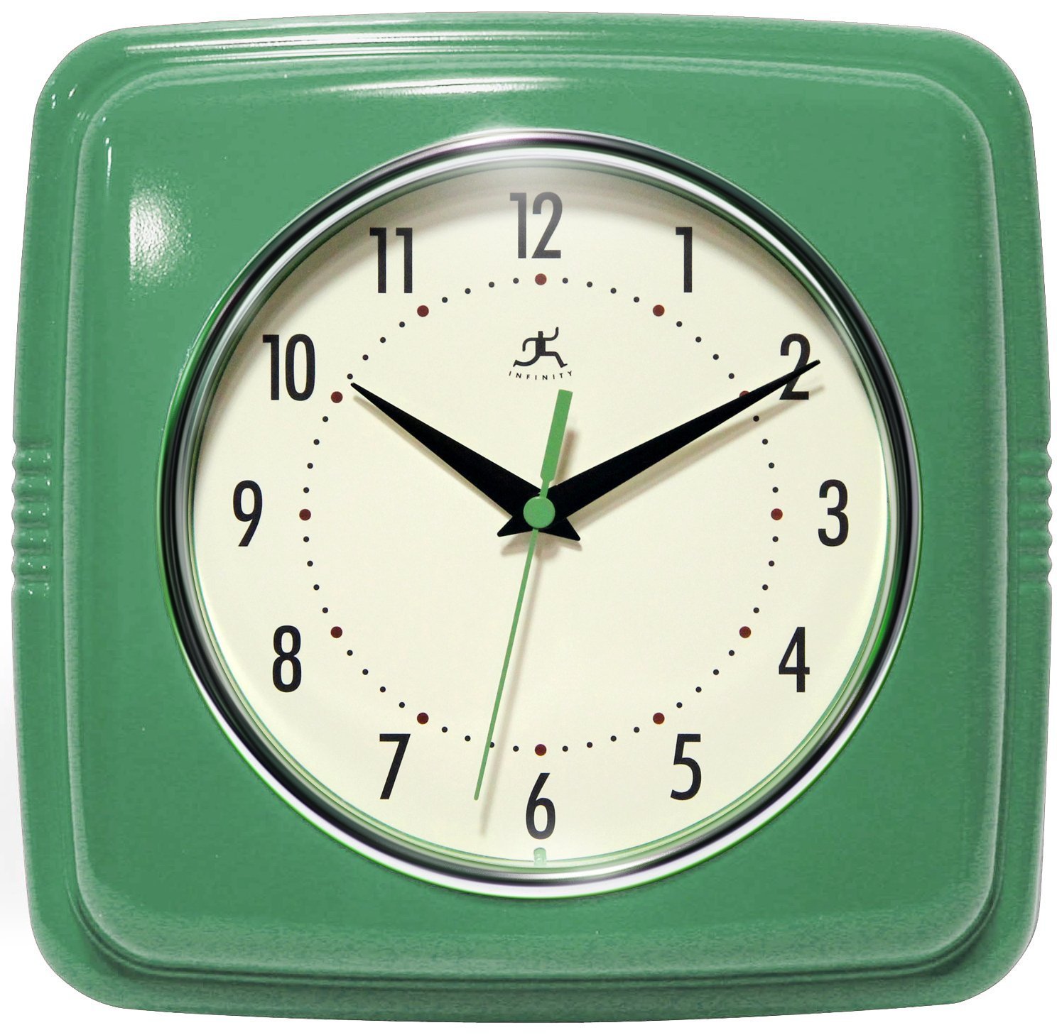 Infinity Instruments Square Clock, Green