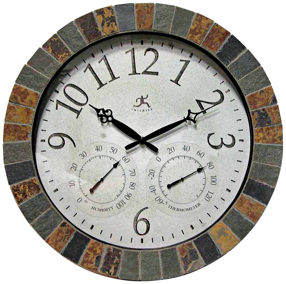 Infinity Instruments The Inca - In/Outdoor Clock with Slate Mosaic Border