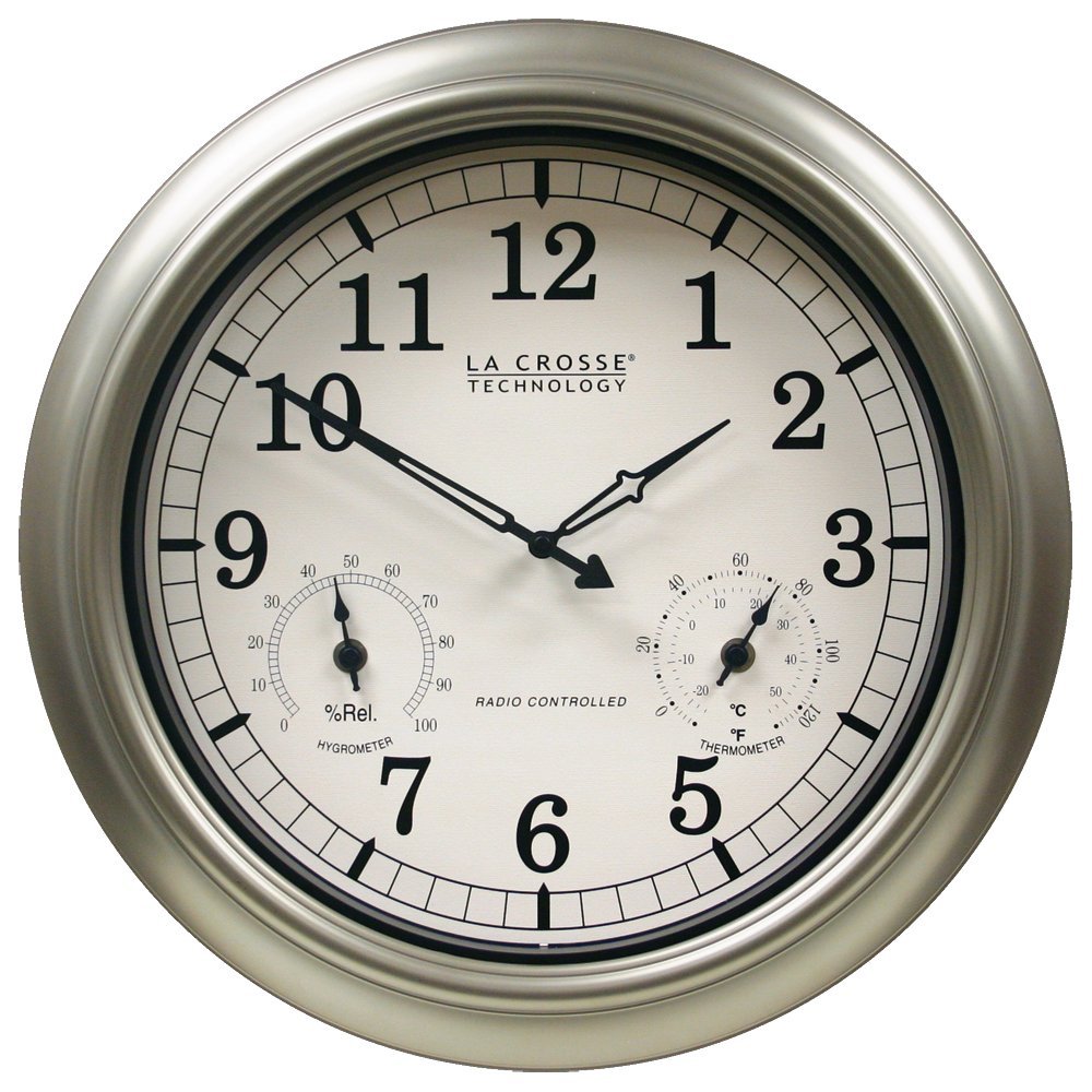 La Crosse Technology WT-3181P 18" Outdoor Atomic Wall Clock with Temperature/Humidity