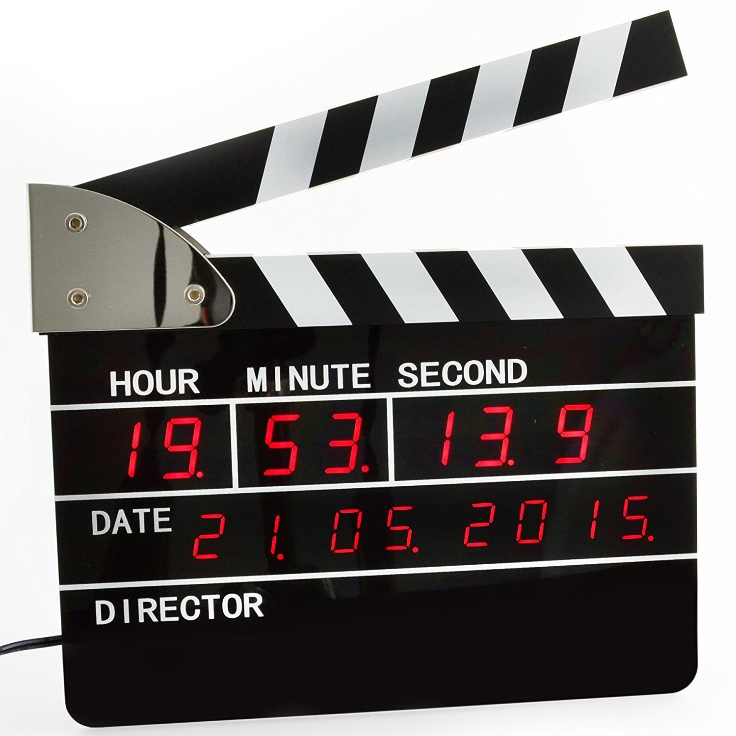 Retro Large Size Directors Edition Alarm Clock / Clapper Board Clapperboard Table Clock