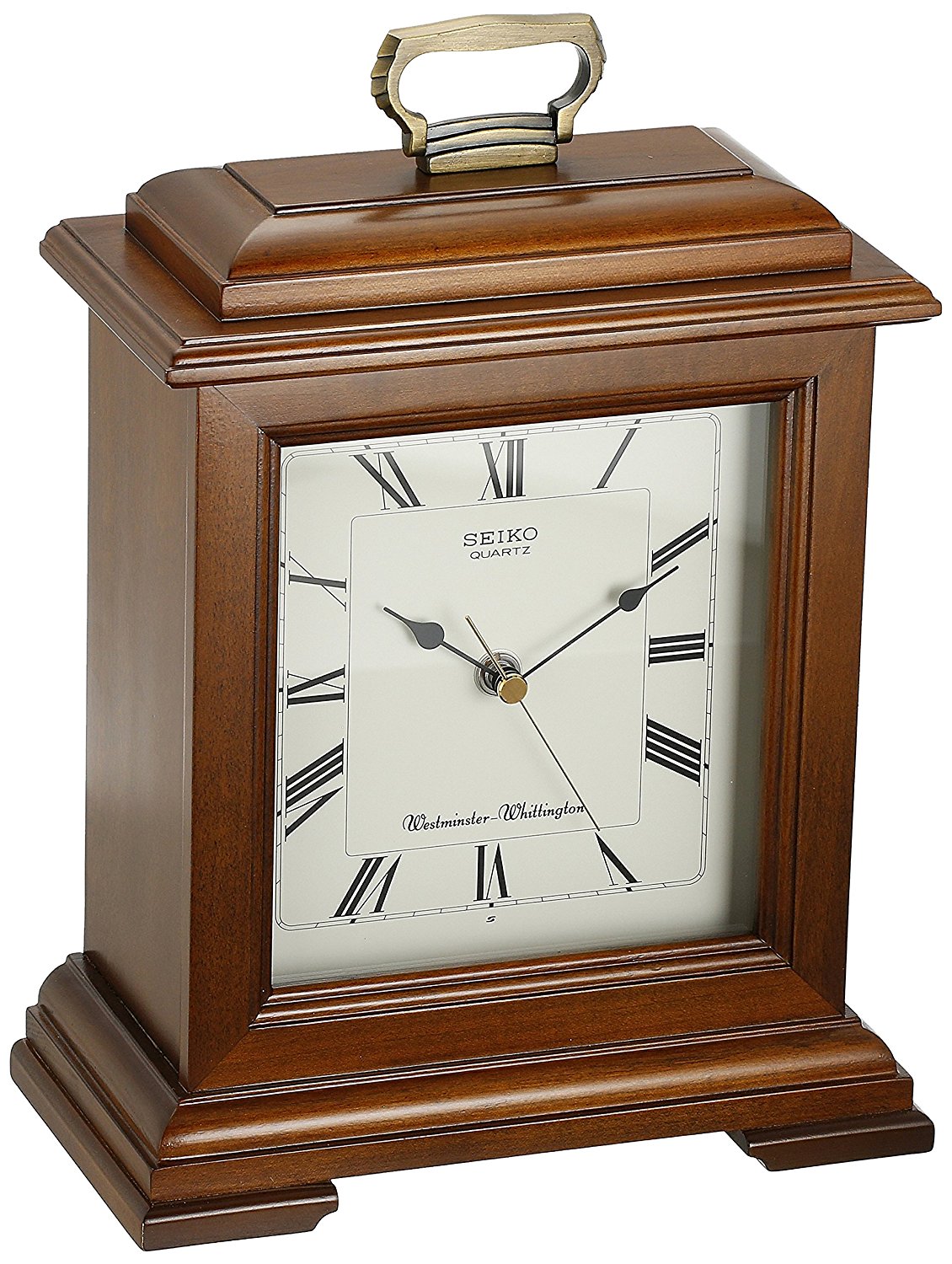 Seiko Mantel Chime Carriage Clock Cherry Finish Solid Wood Case