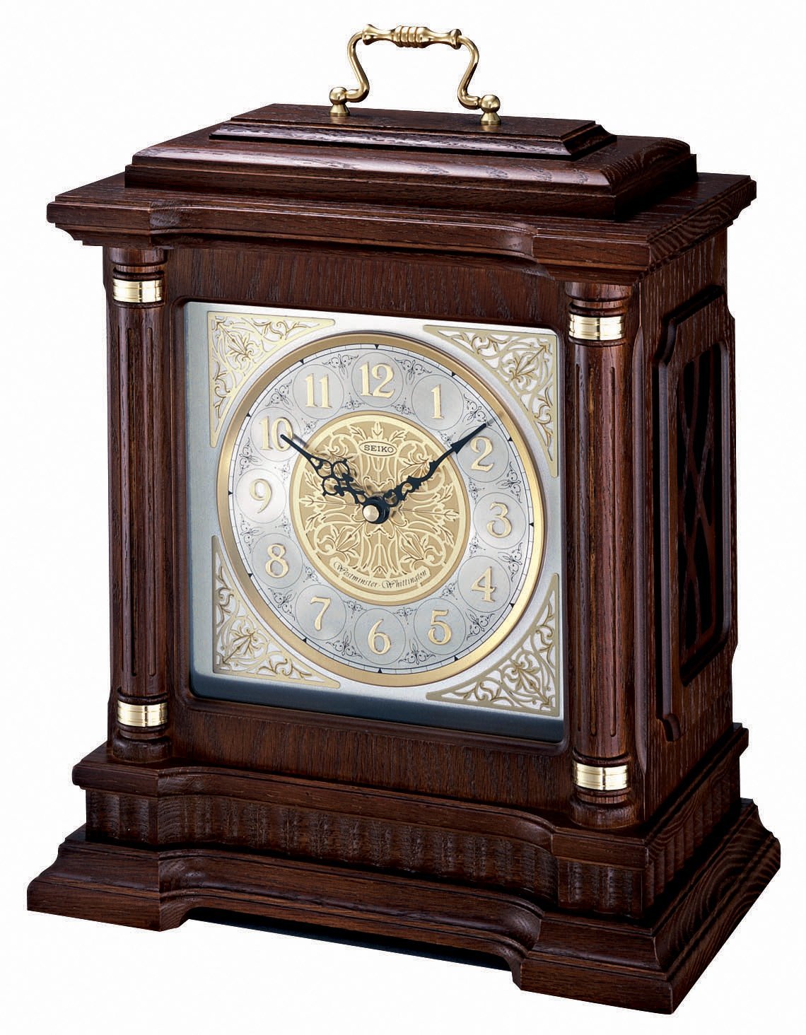 Seiko Mantel Chime Carriage Clock with Hand-Rubbed Finish