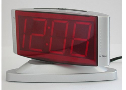 Sharp SPC033D Red LED Alarm Clock with Swivel Case (Silver)