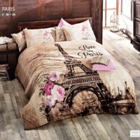 100% Turkish Cotton Ranforce Paris Eiffel Tower Theme Themed Full Double Queen Size Quilt Duvet Cover Set Bedding 4 Pcs!! Made in Turkey