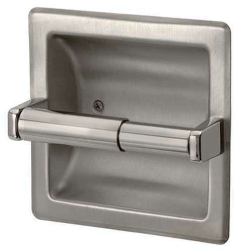 Brushed Nickel Recessed Toilet Paper Holder - Includes Rear Mounting Bracket