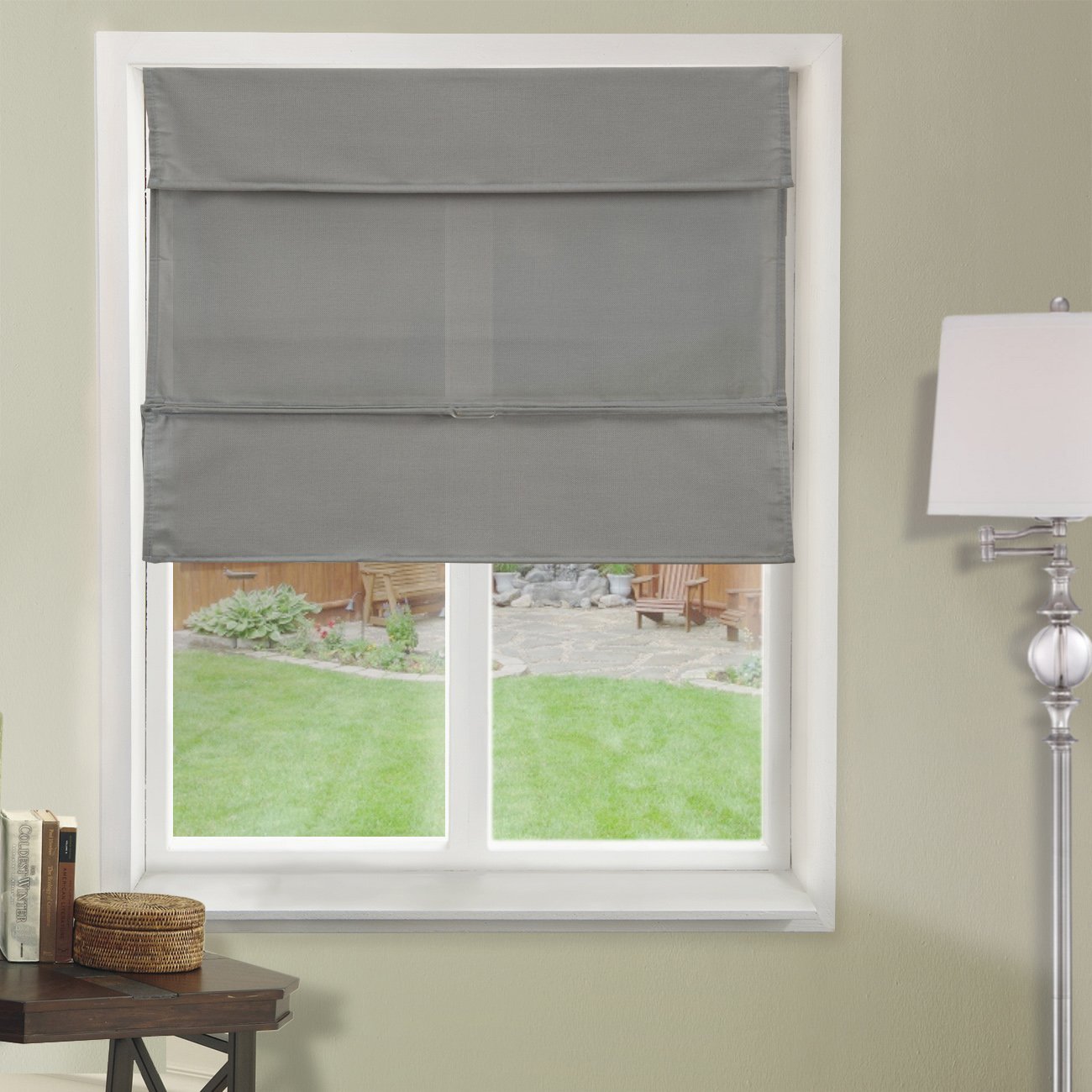 Chicology Cordless Magnetic Roman Shade, Daily - Light Filtering, Privacy - Daily Grey, 35"W X 64"H