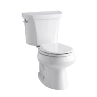KOHLER K-3987-0 Wellworth Two-Piece Round-Front Dual-Flush Toilet with Class Five Flush System and Left-Hand Trip Lever, White