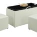 Convenience Concepts Designs4Comfort Sheridan Faux Leather Storage Bench with 2 Side Ottomans, White