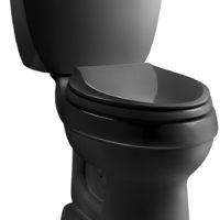 KOHLER K-3609-7 Cimarron Comfort Height Elongated 1.28 gpf Toilet with AquaPiston Technology, Less Seat, Black Black