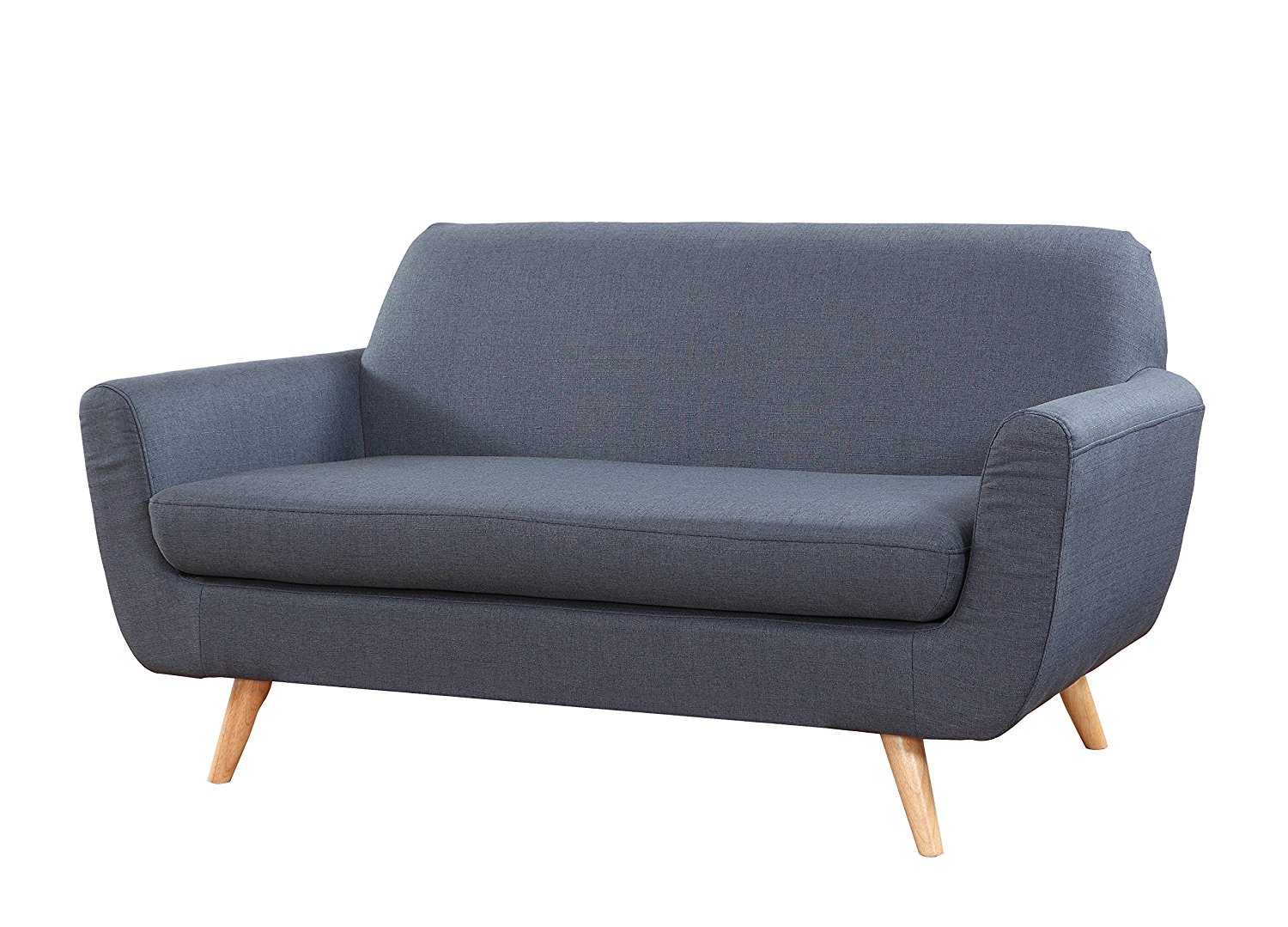 Mid Century Grey Linen Fabric Sofa and Love Seat (Love Seat, Dark Grey)