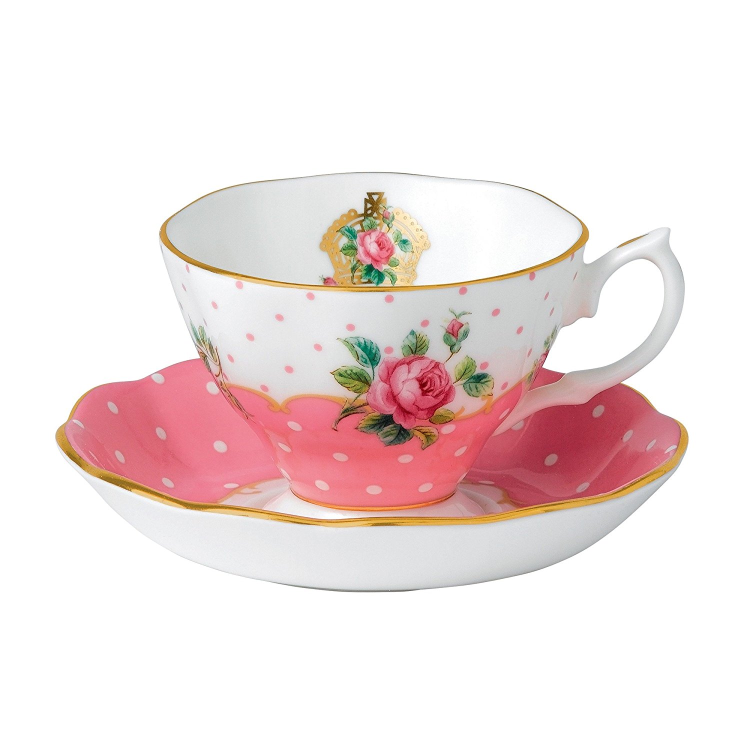Royal Albert New Country Roses Vintage Teacup and Saucer, White