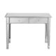 Southern Enterprises Mirage Mirrored 2 Drawer Media Console Table, Matte Silver Finish with Faux Crystal Knobs