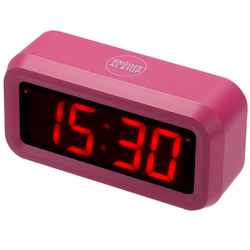 Kwanwa Girls Alarm Clock with Red LED Display Small Home or Portable Design | Battery Powered | Loud, Clear Sounds | Vintage Style