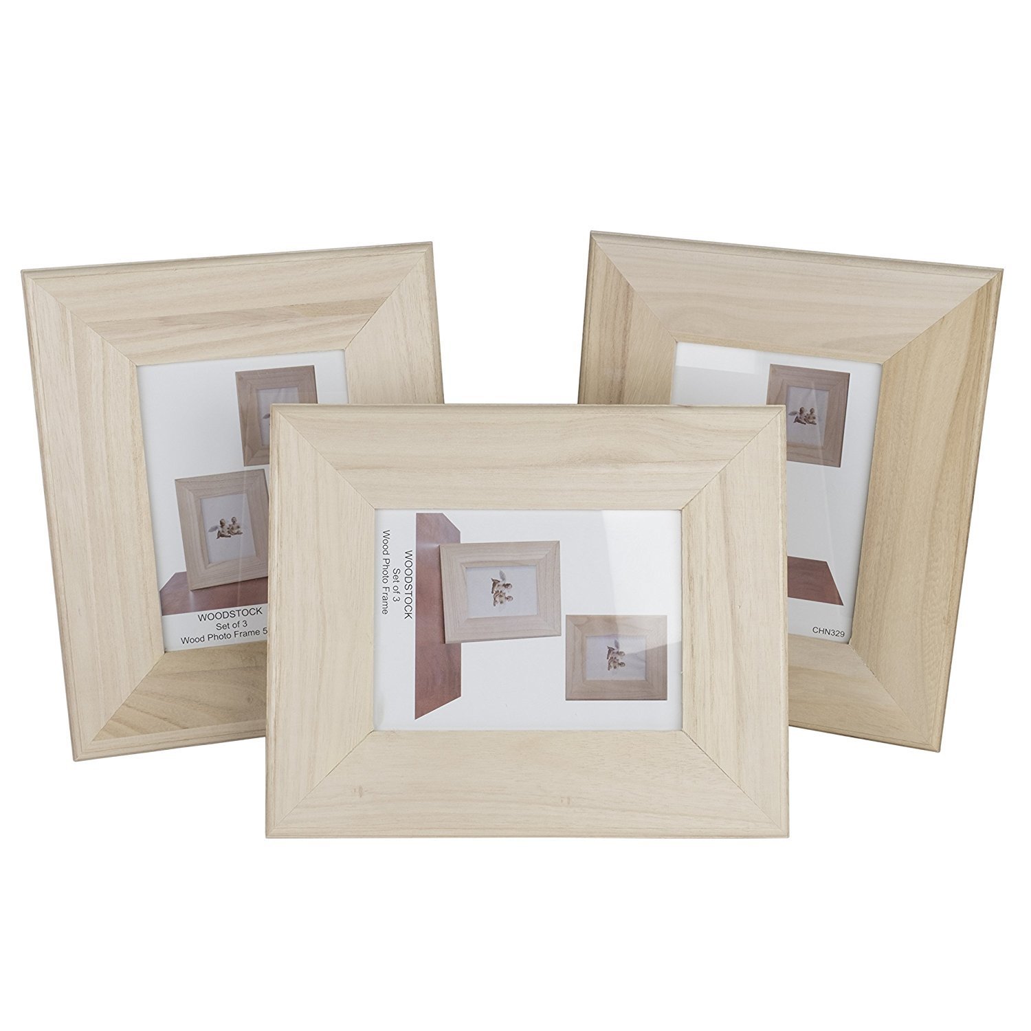 Unfinished Solid Wood Photo Picture Frames Ready To Paint for DIY Projects 4 by 6 Inches Set of 3
